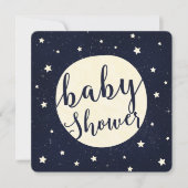 Whimsical Moon & Stars Celestial Blue Baby shower Kaart (Voorkant)