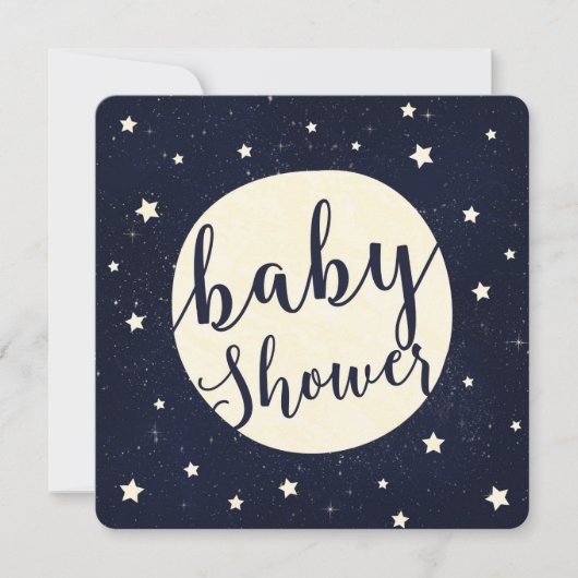 Whimsical Moon & Stars Celestial Blue Baby shower Kaart (Voorkant)