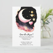Whimsical Moon & Stars Waterverf Baby shower Kaart (Staand voorkant)