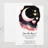 Whimsical Moon & Stars Waterverf Baby shower Kaart (Voorkant / Achterkant)