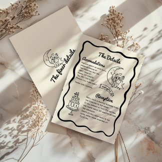 Whimsical Moon Wedding Details Enclosure Card Bedankkaart