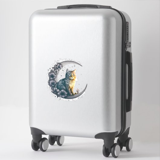 Whimsical Moonlit Cat Art Sticker (Koffer)