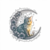 Whimsical Moonlit Cat Art Sticker (Voorkant)
