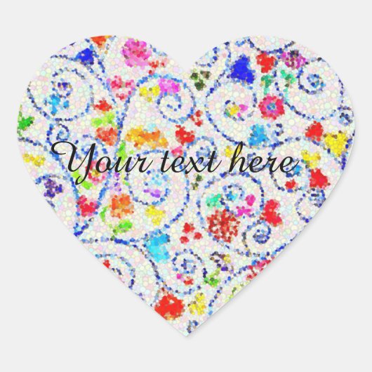 Whimsical Mosaic Floral Heart Sticker (Voorkant)