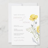 Whimsical Mosterd Wilde Bloem Monogram Huwelijk Kaart (Voorkant)