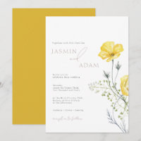 Whimsical Mosterd Wilde Bloem Monogram Huwelijk