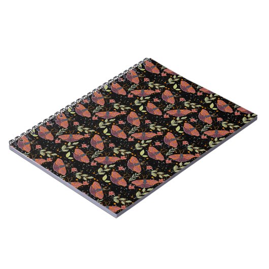Whimsical Moth and Floral Pattern Notitieboek (Linkerzijde)