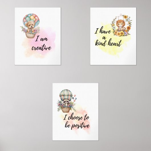 Whimsical Motivatie Animal Affirmation Prints (Voorkant)