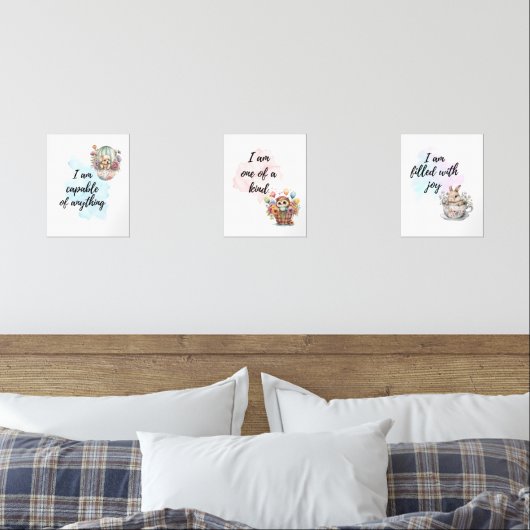 Whimsical Motivatie Animal Affirmation Prints (Slaapkamer)