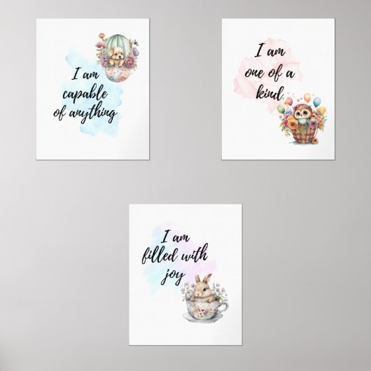 Whimsical Motivatie Animal Affirmation Prints (Voorkant)