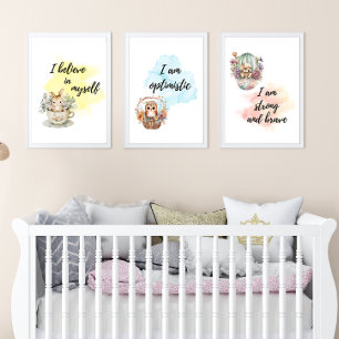 Whimsical Motivatie Animal Affirmation Prints