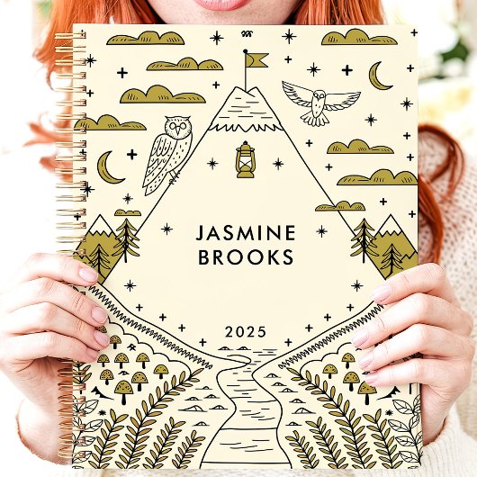 Whimsical Mountain Adventure 2025 Aangepaste naam Planner