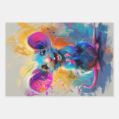Whimsical Mouse,  Birds, Aussie Drip Paint Inpakpapier Vel (Voorkant 3)
