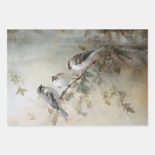 Whimsical Mouse,  Birds, Aussie Drip Paint Inpakpapier Vel (Voorkant 2)