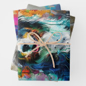 Whimsical Mouse,  Birds, Aussie Drip Paint Inpakpapier Vel (In situ)