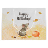 Whimsical Mouse Herfst Birthday Groot Cadeauzakje (Voorkant)