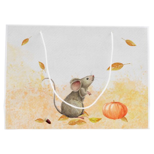 Whimsical Mouse Herfst Birthday Groot Cadeauzakje (Achterkant)
