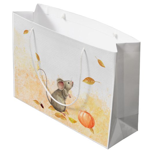 Whimsical Mouse Herfst Birthday Groot Cadeauzakje (Achterkant Gekanteld)