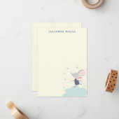 Whimsical Mouse Ice Skater Holiday, gepersonalisee Notitiekaartje (Voorkant / Achterkant in situ)