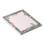 Whimsical Mouse Mouse Mushroom Blauwgroen Roze Woo Notitieblok (Schuin)