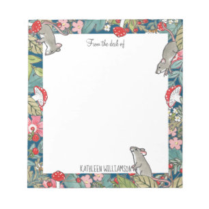 Whimsical Mouse Mouse Mushroom Woodland Custom Notitieblok