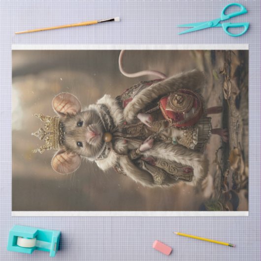 Whimsical  Mouse Queen Decoupage Tissuepapier (Craft)