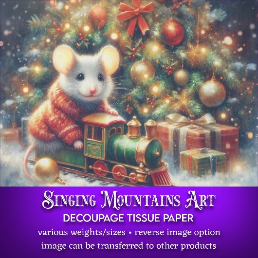 Whimsical Mouse Riding Speelgoed Train Feestelijke Tissuepapier