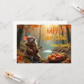 Whimsical Mouse Thanksgiving – Autumn Forest Celeb Kaart (Voorkant / Achterkant in situ)