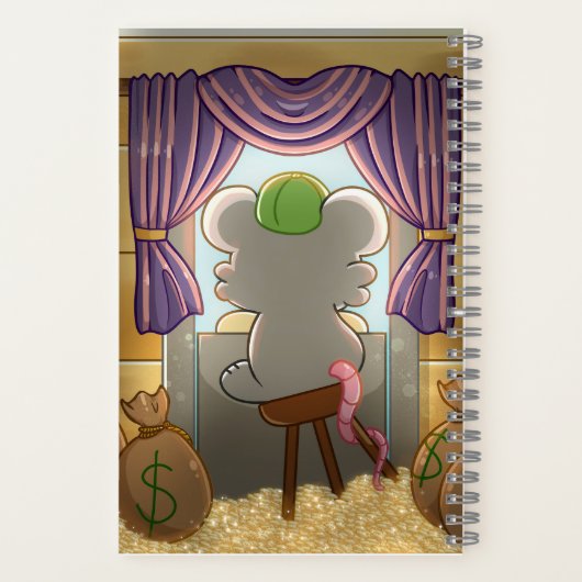 Whimsical Mouse Vendor – Cute Hat Booth Character  Notitieboek (Achterkant)