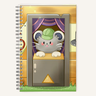 Whimsical Mouse Vendor – Cute Hat Booth Character  Notitieboek