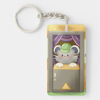 Whimsical Mouse Vendor – Cute Hat Booth Character Sleutelhanger