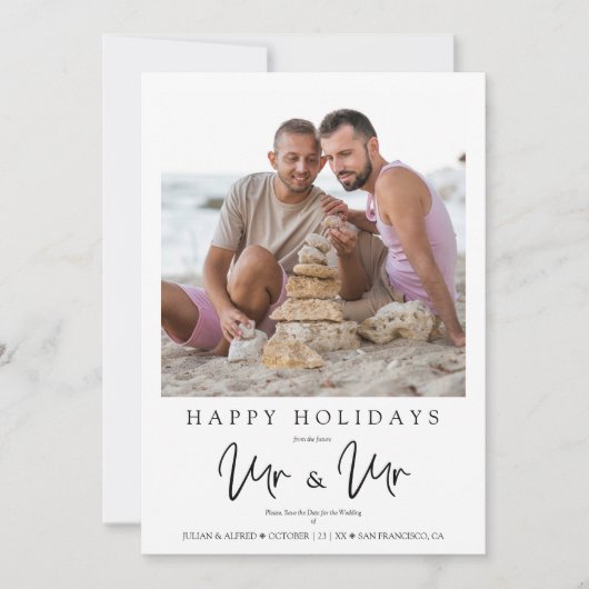 Whimsical MR & MR Gay Christmas Wedding Photo (Voorkant)