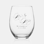 Whimsical Mr & Mrs Calligrafie Bruiloft Wijnglas Zonder Voet (Voorkant)