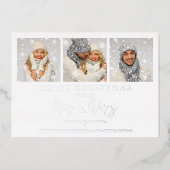 Whimsical MR & MRS Christmas Wedding 3 Photos Folie Uitnodiging (Voorkant)