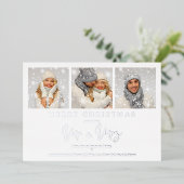 Whimsical MR & MRS Christmas Wedding 3 Photos Folie Uitnodiging (Staand Voorkant)