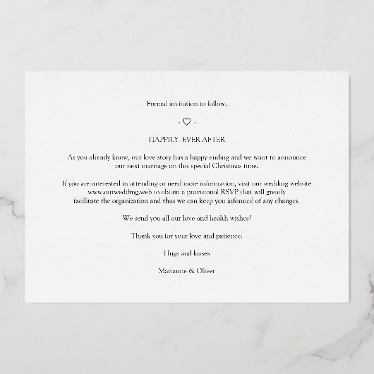 Whimsical MR & MRS Christmas Wedding 3 Photos Folie Uitnodiging (Achterkant)