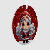 Whimsical Mrs Claus Red Sparkle Decor Xmas 🎄🤶🏻 Ornament (voorkant)