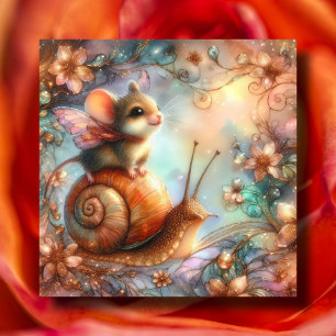 Whimsical muis en slak avontuur Pasen Feestdagenkaart