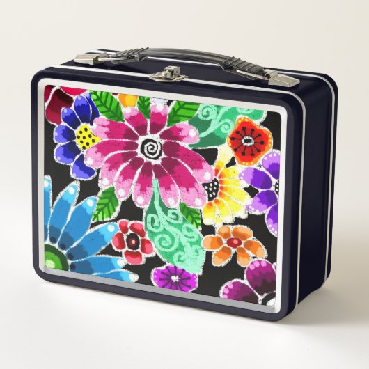 Whimsical Multi-Colour Folk-Art Bloemen Bloemen Bl (Voorkant)