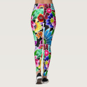 Whimsical Multi-Colour Folk-Art Bloemen Bloemen Bl Leggings (Achterkant)