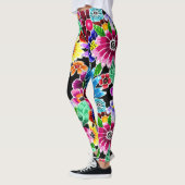 Whimsical Multi-Colour Folk-Art Bloemen Bloemen Bl Leggings (Links)