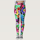 Whimsical Multi-Colour Folk-Art Bloemen Bloemen Bl Leggings (Voorkant)