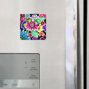Whimsical Multi-Colour Folk-Art Bloemen Bloemen Bl Magneet