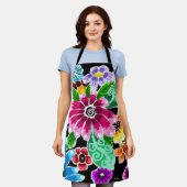 Whimsical Multi-Colour Folk-Art Bloemen Bloemen Bl Schort (Gedragen)