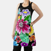 Whimsical Multi-Colour Folk-Art Bloemen Bloemen Bl Schort (Insitu)