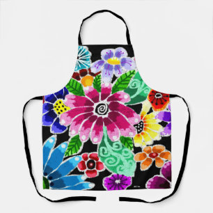 Whimsical Multi-Colour Folk-Art Bloemen Bloemen Bl Schort