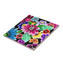 Whimsical Multi-Colour Folk-Art Bloemen Bloemen Bl