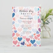 Whimsical Multicolored Hearts Mothers Day Party Kaart (Staand voorkant)