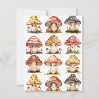 Whimsical Mushies Feestdagenkaart