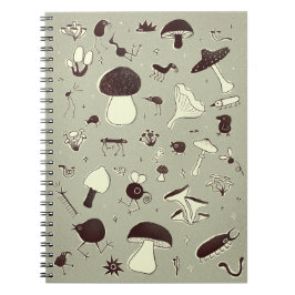Whimsical Mushroom and Forest Creatures Notitieboe Notitieboek